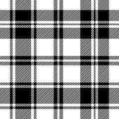 Wall Mural - plaid seamless pattern. black check on white background. repeated gingham geometric patern. scottish