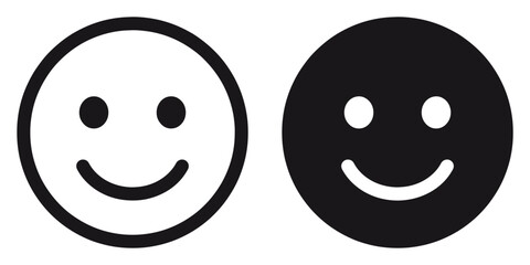 Wall Mural - ofvs179 OutlineFilledVectorSign ofvs - smiley emoji happy icon . face emoticon . isolated transparent . black outline and filled version . AI 10 / EPS 10 . g11518