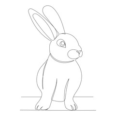 Poster - rabbit drawing by one continuous line, isolated vector