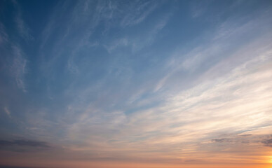 Lovely late Summer sunrise sunset sky with beautiful clouds formations