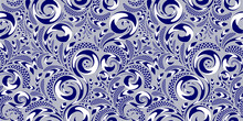 Seamless Floral Abstract Elegant Blue Pattern