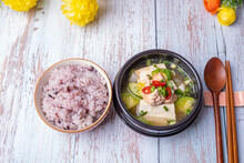 Korean Food Salt Pollack Roe Tofu Stew