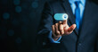 © Kiattisak - Businessman swipe for locking Cyber security data protection information privacy internet technology concept.
