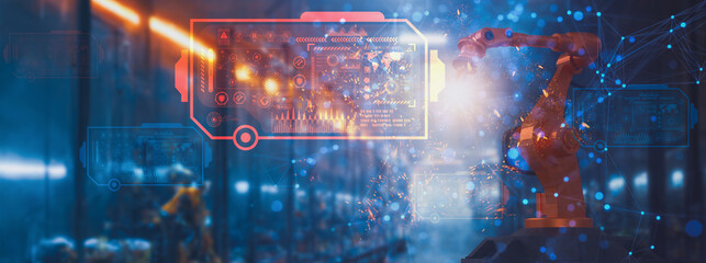 Wall Mural - futuristic concept business and industry 4.0 modern technology factory,smart industrial plant automa