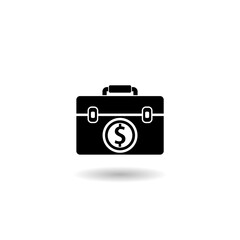 Wall Mural - Briefcase icon logo with shadow