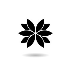 Wall Mural - Lotus flower silhouette icon logo with shadow