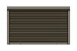 © Kusandra - Brown closed roller garage shutter door with realistic texture mockup. Metal protect system for shops and stores. Vector illustration of steel gate of house or warehouse. Roller up blinds.