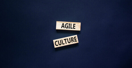 Wall Mural - Agile culture symbol. Concept words Agile culture on wooden blocks. Beautiful black table black background. Business flexible and agile culture concept. Copy space.