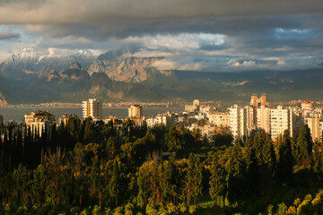 Wall Mural - Antalya city and nature views on a cloudy day