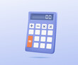 3d calculator icon vector render illustration. Financial management, budget and earnings business money. Math device