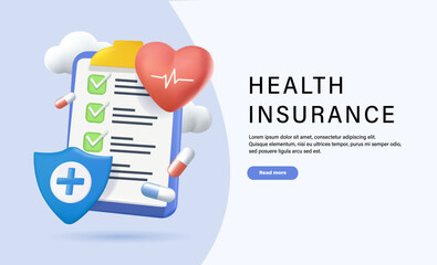 Health Insurance Contract. Medical care insurance. Staff in Hospital Office filling Medical Document Form. Health care