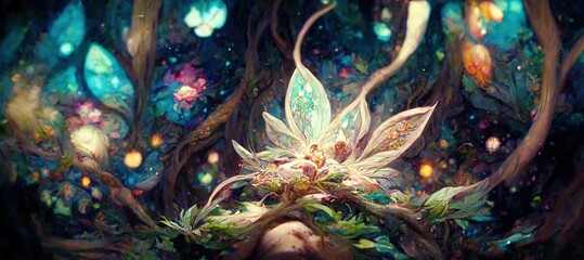 spirit of the forest. otherworld landscape. fantasy. concept art. illustration. fantasy scenery