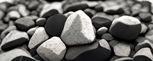 Black White Stone Background, Mountain Close-up, Banner, Texture