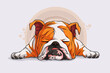 © asgraphics13 - Hand drawn Lazy dog breed English Bulldog Sleeping on the floor isolated on white background