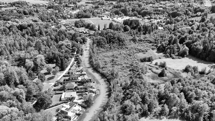 Wall Mural - Klagenfurt aerial view. City lake and countryside, Austria