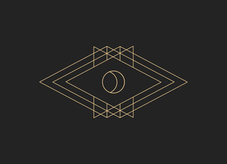 Wall Mural - Logo in a modern style. Vector linear icon. Boho characters - moon logo design templates - abstract design elements for decoration in modern minimalist style for social media posts, stories.