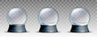 © tassel78 - Set of Snow globes with falling snowflakes. Realistic transparent glass sphere