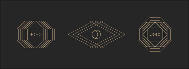 Wall Mural - Logo in a modern style. Vector linear icon. Boho characters - moon logo design templates - abstract design elements for decoration in modern minimalist style for social media posts, stories.