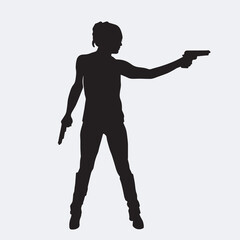 Wall Mural - Vector silhouette of a female police agent wearing a uniform on a white background