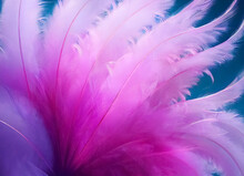 Pink Feather Background, Realistic Digital Illustration With Gradient.  Created With Generative Ai Technology