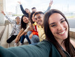 © gonzagon - Group of diverse millennial friends having a good time. Selfie perspective
