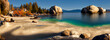 Mountain Lake Tahoe panorama. The beautiful crystal clear waters of Lake Tahoe.  Lake Tahoe in mountains. 3d render