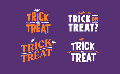 Wall Mural - Trick or Treat lettering design with flying bats. Halloween card or banner spooky design.