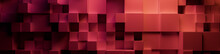 Coral And Pink, Multisized Blocks Precisely Arranged To Create A Modern Tech Background. 3D Render.