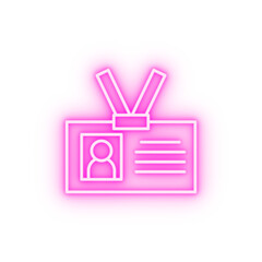 Workplace id card neon icon