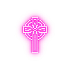 Celtic Christianity cross sing neon icon