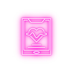 Medical technology tablet neon icon