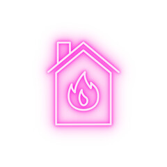 insurance house fire neon icon