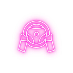 Wall Mural - Hands steering wheel neon icon