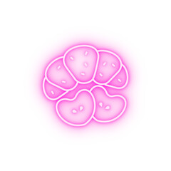 Croissant apple heart neon icon