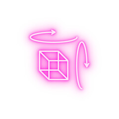 Sticker - Augmented reality object cube rotation neon icon