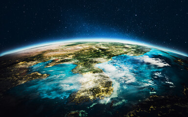 Wall Mural - planet earth - korea. elements of this image furnished by nasa