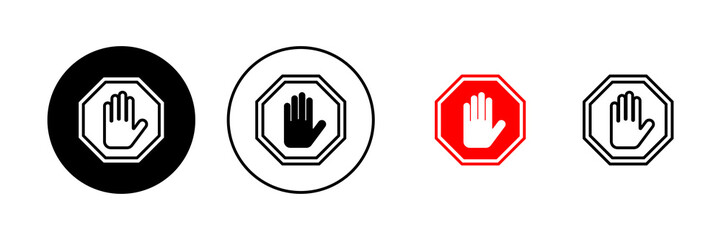 Wall Mural - Stop icon vector. stop road sign. hand stop sign and symbol. Do not enter stop red sign with hand