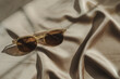 Modern design light brown sunglasses in natural sunlight.
