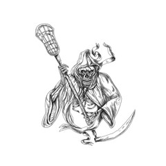 Wall Mural - Grim Reaper Lacrosse Defense Pole Tattoo