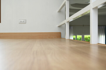 Wall Mural - wooden floor with white handrail