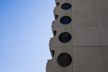 Canvas Print - Details of architecture - buildings in style of 
futurism. elements - concrete, glass. round windows