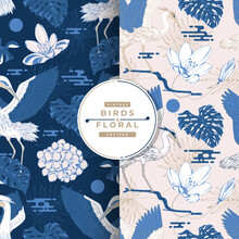 Vintage Luxury Bird And Floral Pattern Collection