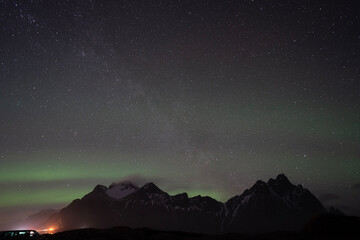 aurora over the mountains