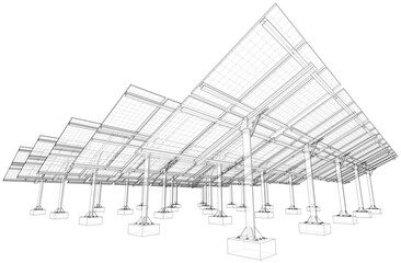 Poster - Solar Panel Field. Vector