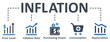 Inflation icon - vector illustration . inflation, price level, inflation rate, purchasing power, consumption, depreciation, infographic, template, concept, banner, pictogram, icon set, icons .