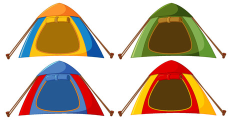 Wall Mural - Camping tent in different colour set