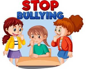 Canvas Print - Stop Bullying text with cartoon character