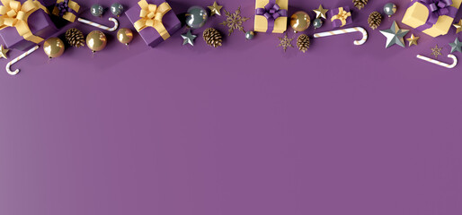 Wall Mural - christmas background with christmas decoration - 3d rendering