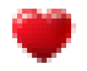 Canvas Print - Red Hearts Pixelated Style