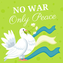 No War Only Peace, White Dove With Flower Branch